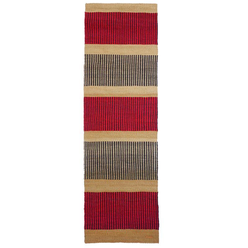 The Basket Room Woven Sisal Floor Runner - Raspberry & Black - Waha Lifestyle