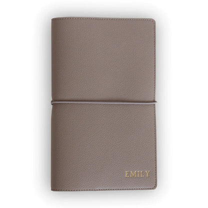 Refillable Textured Faux Leather Notebook Cover with Pockets &amp; Elastic Closure