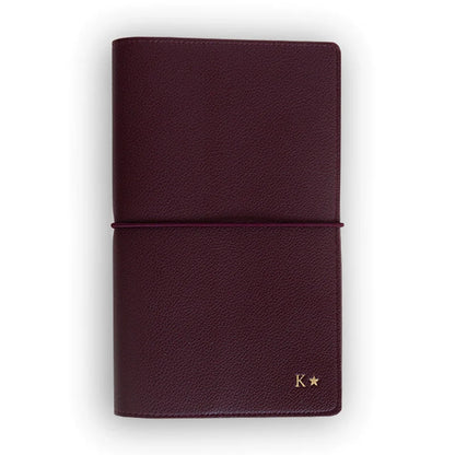 Refillable Textured Faux Leather Notebook Cover with Pockets &amp; Elastic Closure