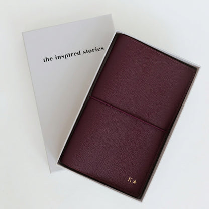 Refillable Textured Faux Leather Notebook Cover with Pockets &amp; Elastic Closure