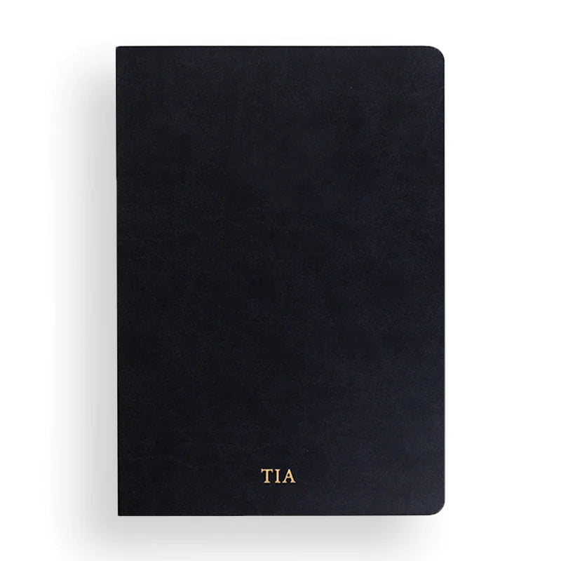 Soft-Touch Lined Notebook with Elastic Closure &amp; Back Pocket - 160 Pages