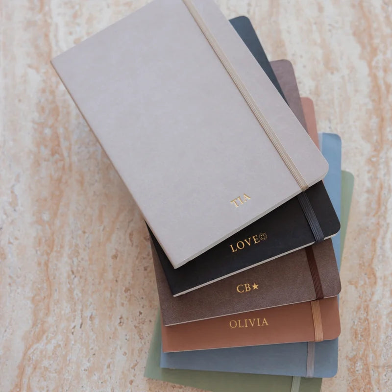 Soft-Touch Lined Notebook with Elastic Closure &amp; Back Pocket - 160 Pages