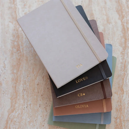 Soft-Touch Lined Notebook with Elastic Closure &amp; Back Pocket - 160 Pages