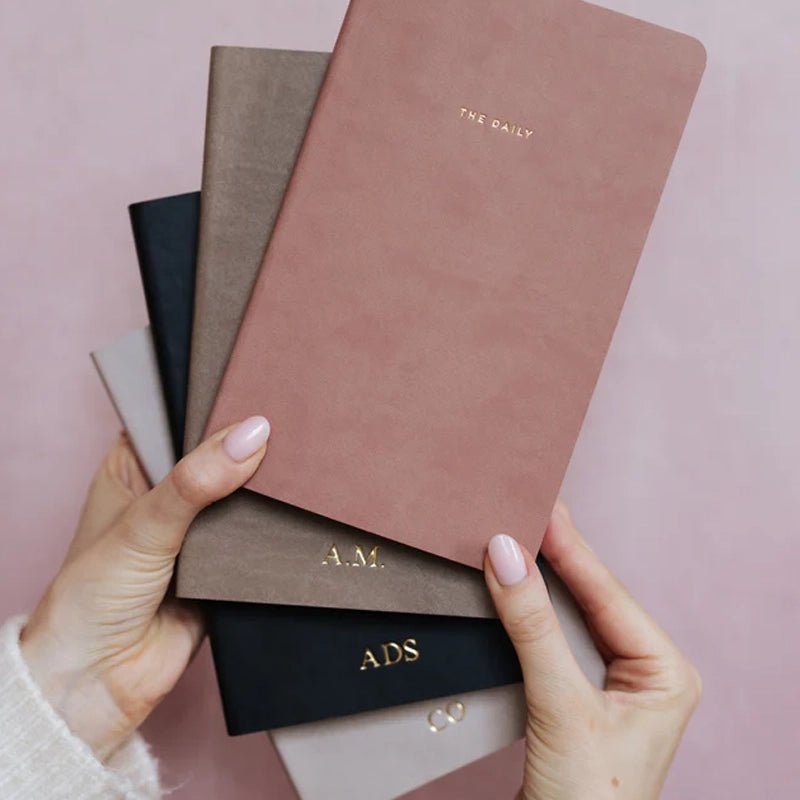 Undated Daily Planner with Faux Leather Hardcover