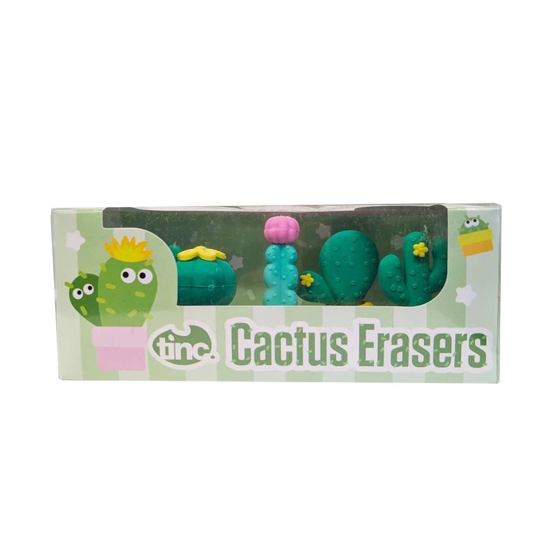Cactus-Shaped Erasers Set for Kids – 4pcs