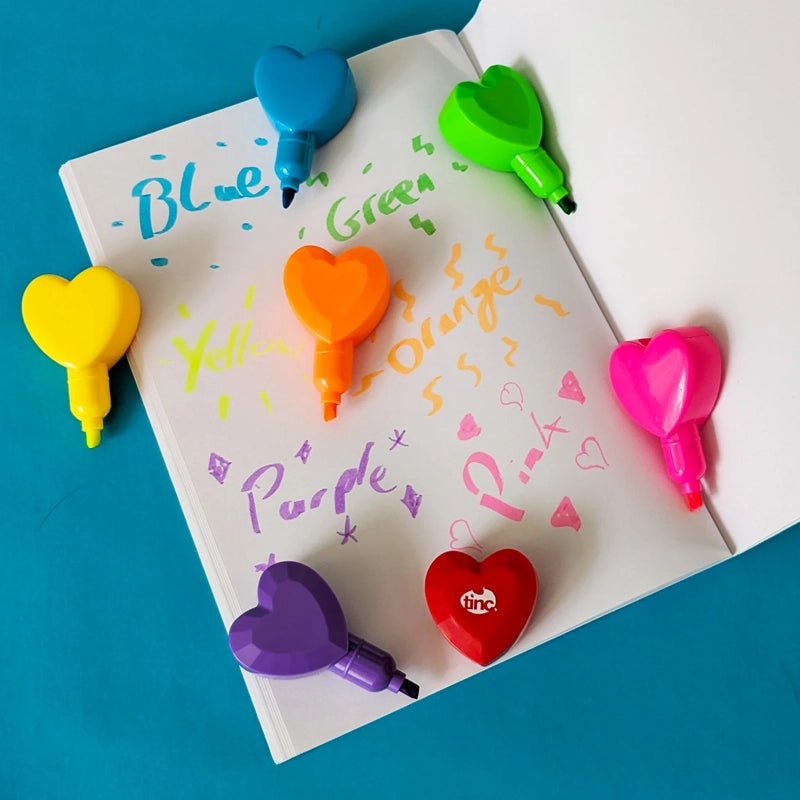 Heart Stacking Highlighter Pen for Study Notes - 6 Colours
