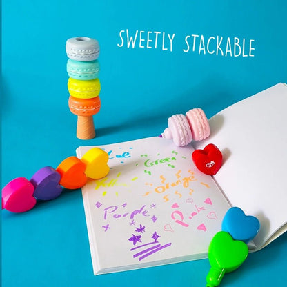 Heart Stacking Highlighter Pen for Study Notes - 6 Colours