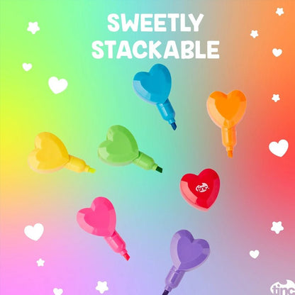 Heart Stacking Highlighter Pen for Study Notes - 6 Colours