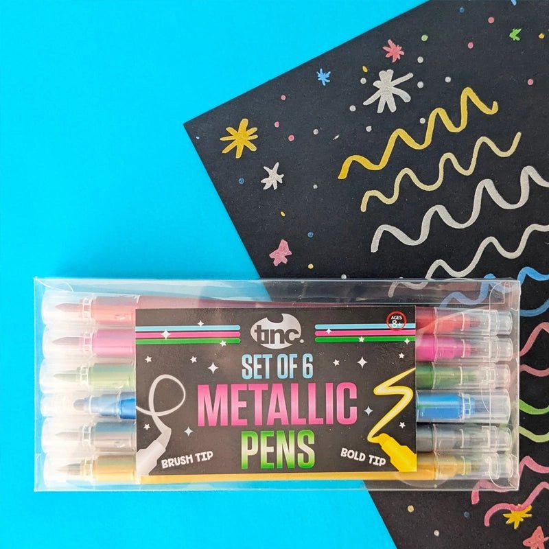 Metallic Double Nib Pen Set for Journaling &amp; Crafts – 6 Colours