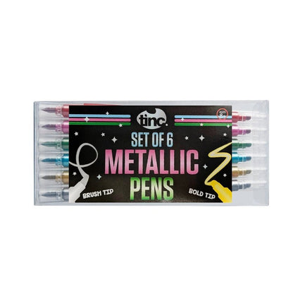 Metallic Double Nib Pen Set for Journaling &amp; Crafts – 6 Colours