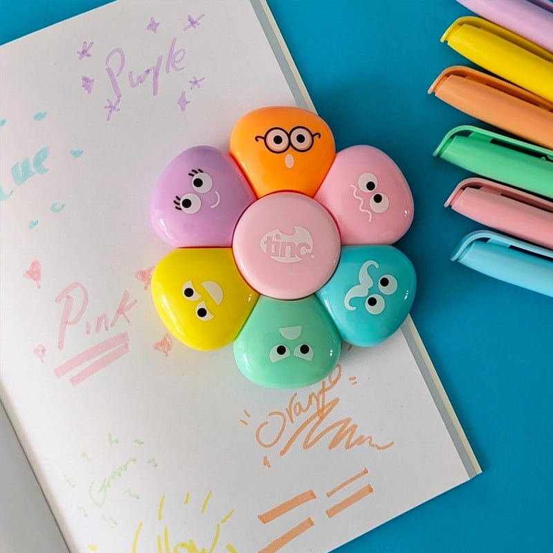 Pastel Flower Highlighter Pen for Study &amp; Notes - 6 Colours