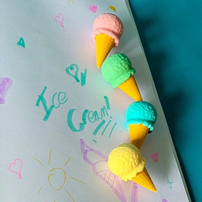 Pastel Ice Cream Eraser Set for Kids – 4pcs