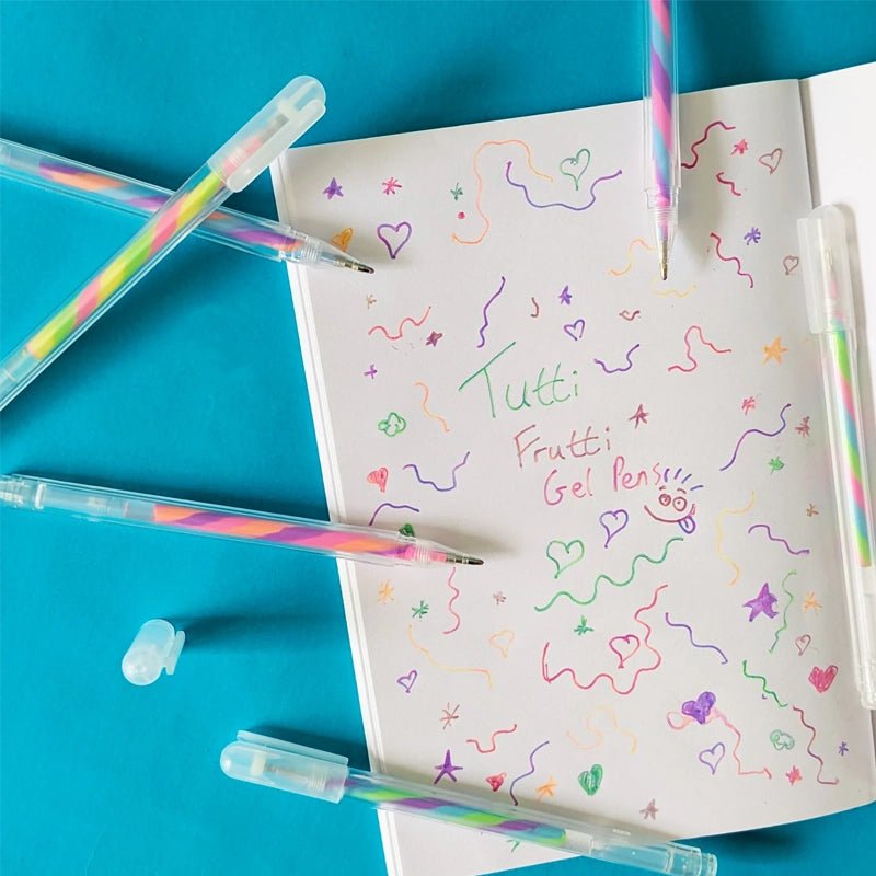 Tutti Frutti Rainbow Gel Pens Set for Study &amp; Notes – 6 Colours