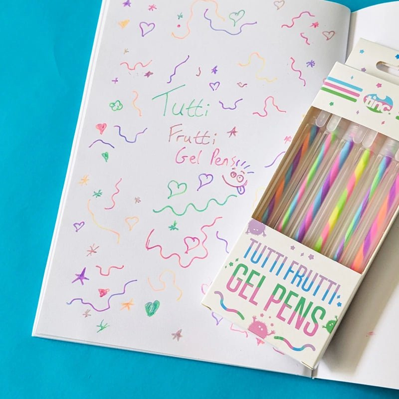 Tutti Frutti Rainbow Gel Pens Set for Study &amp; Notes – 6 Colours