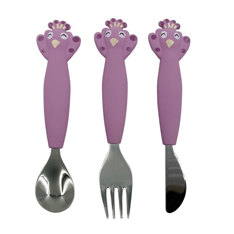 Kids Silicone &amp; Stainless Steel Feeding Cutlery Set – 3pcs