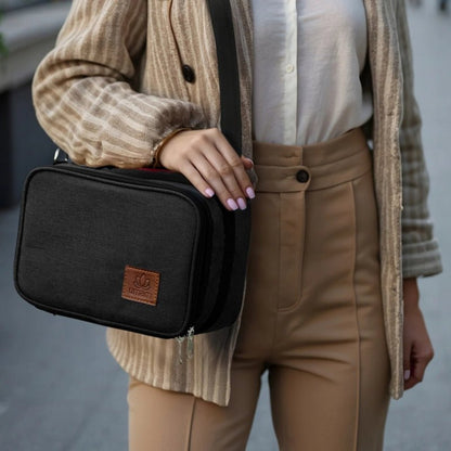 Insulated Lunch Bag with Adjustable Strap &amp; Handle  - Black