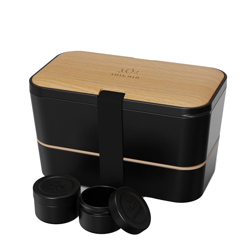 Original Adult Bento Box with Cutlery - Wood Black &amp; Bamboo