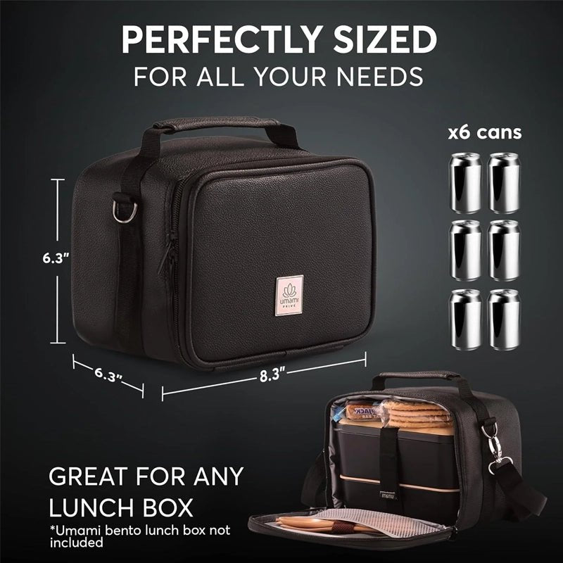 Prive Leather Thermal Insulated Lunch Bag – Deep Black