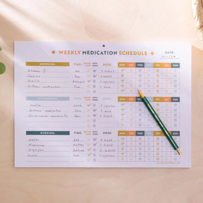 Weekly Medication Schedule - A4 - Waha Lifestyle