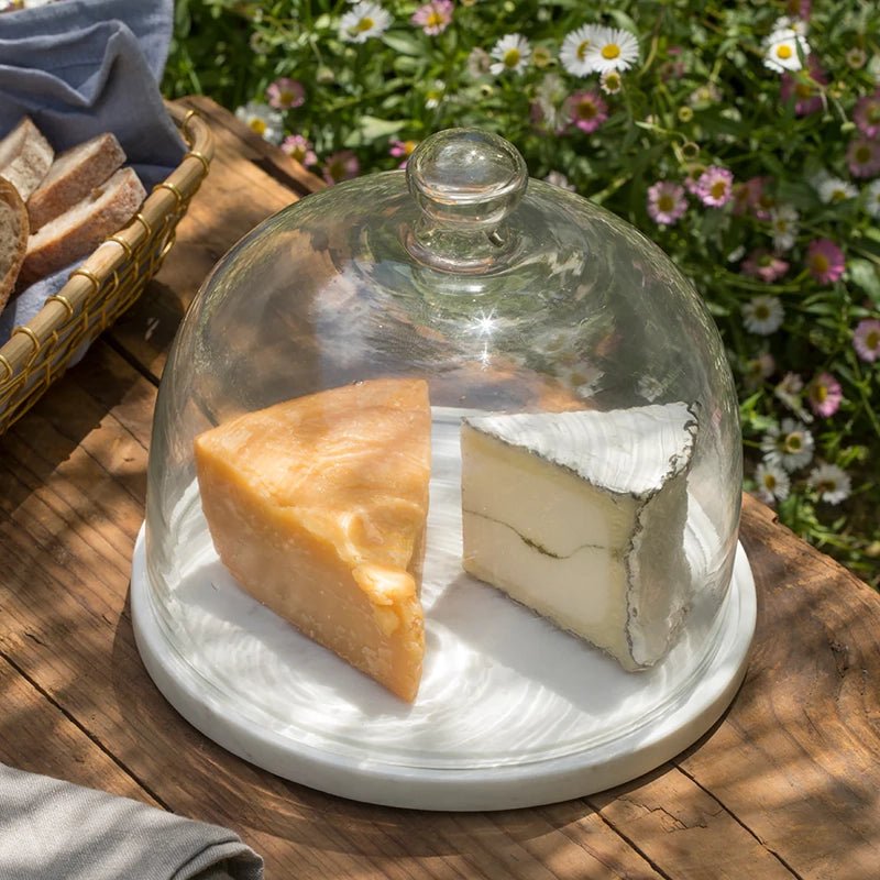 White Marble Plate with Glass Cloche - Waha Lifestyle