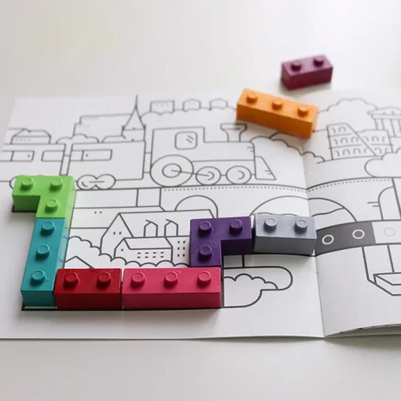 World Lego Block - shaped Crayons &amp; Coloring Book Set - Waha Lifestyle