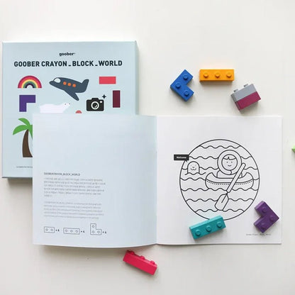 World Lego Block - shaped Crayons &amp; Coloring Book Set - Waha Lifestyle