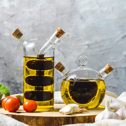 World of Flavours Italian 2 in 1 Oil &amp; Vinegar Round Bottle - 350ml / 70ml - Waha Lifestyle