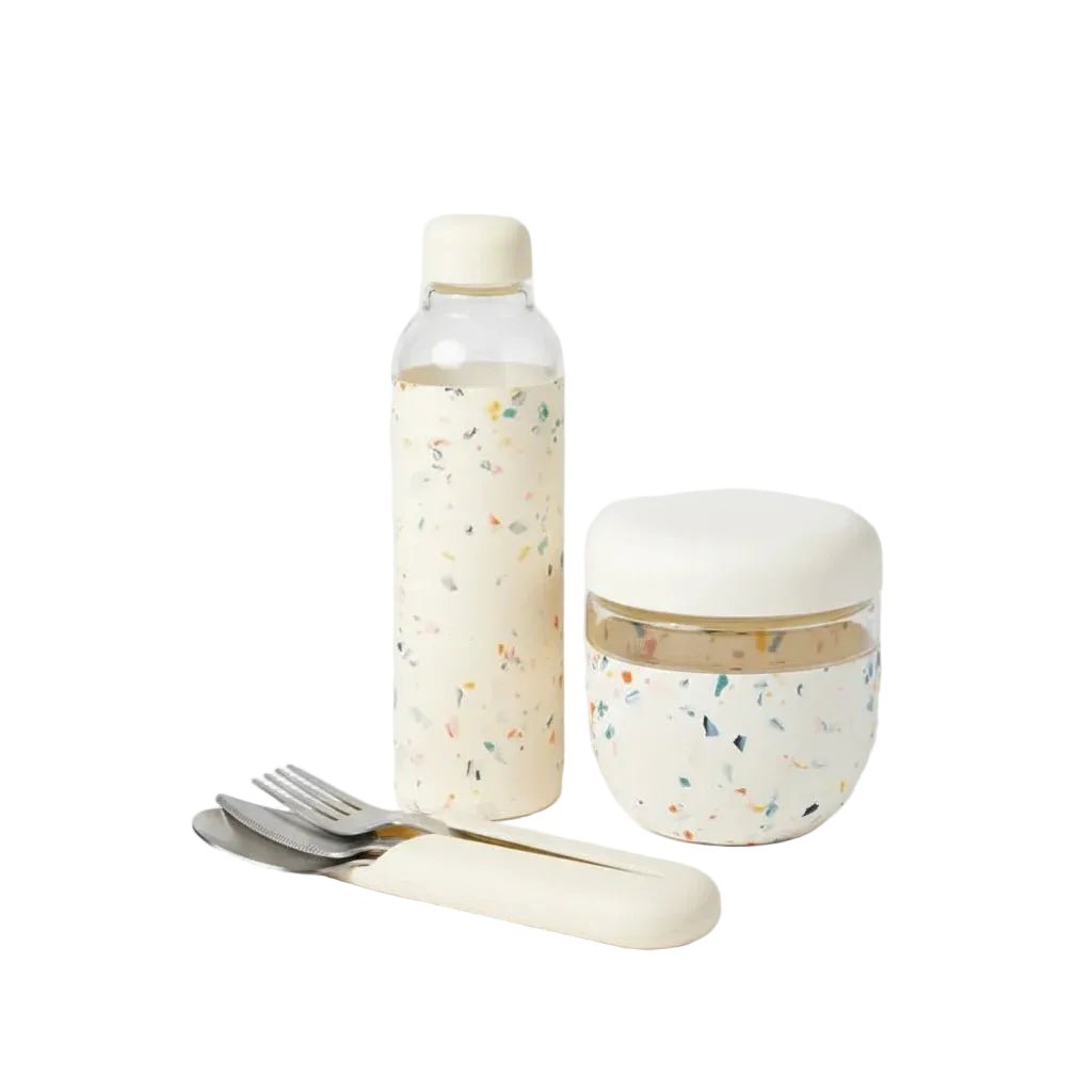 W&amp;P On - the - Go Lunch Box Gift Set - Terrazzo Cream - 3pcs in Kuwait - Waha Lifestyle