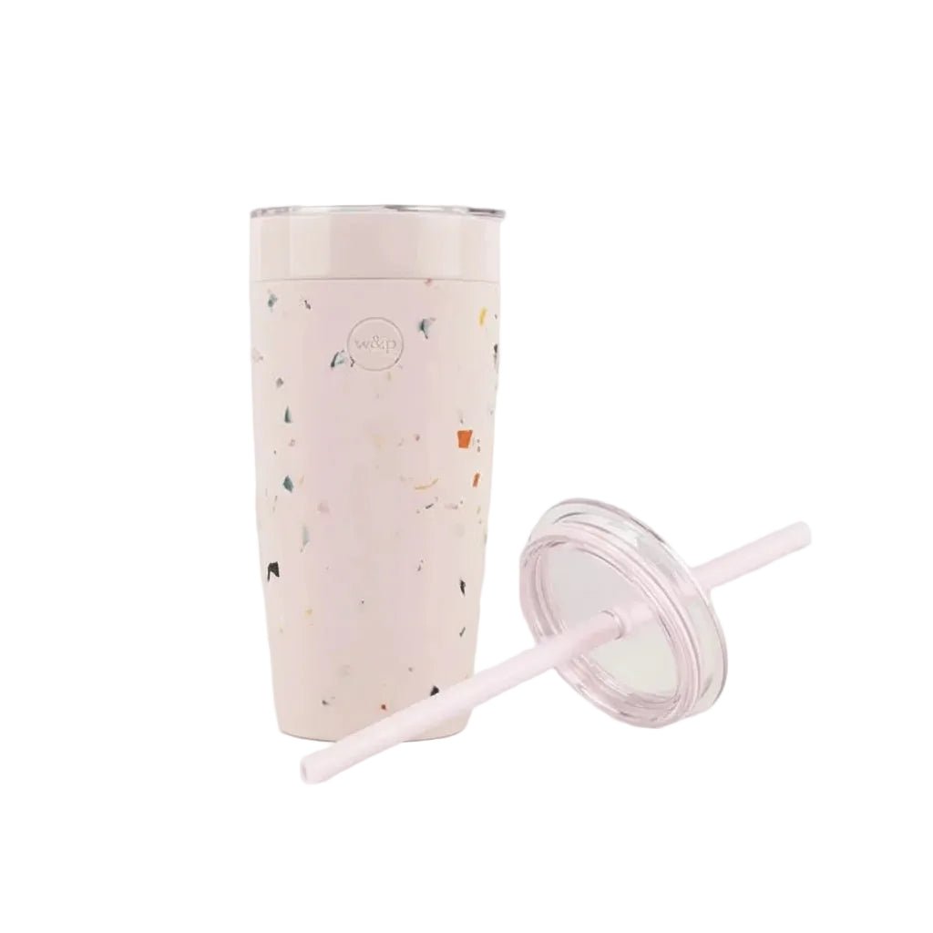 W&amp;P Stainless Steel Insulated Tumbler &amp; Straw Lid Set – Terrazzo Blush in Kuwait - Waha Lifestyle