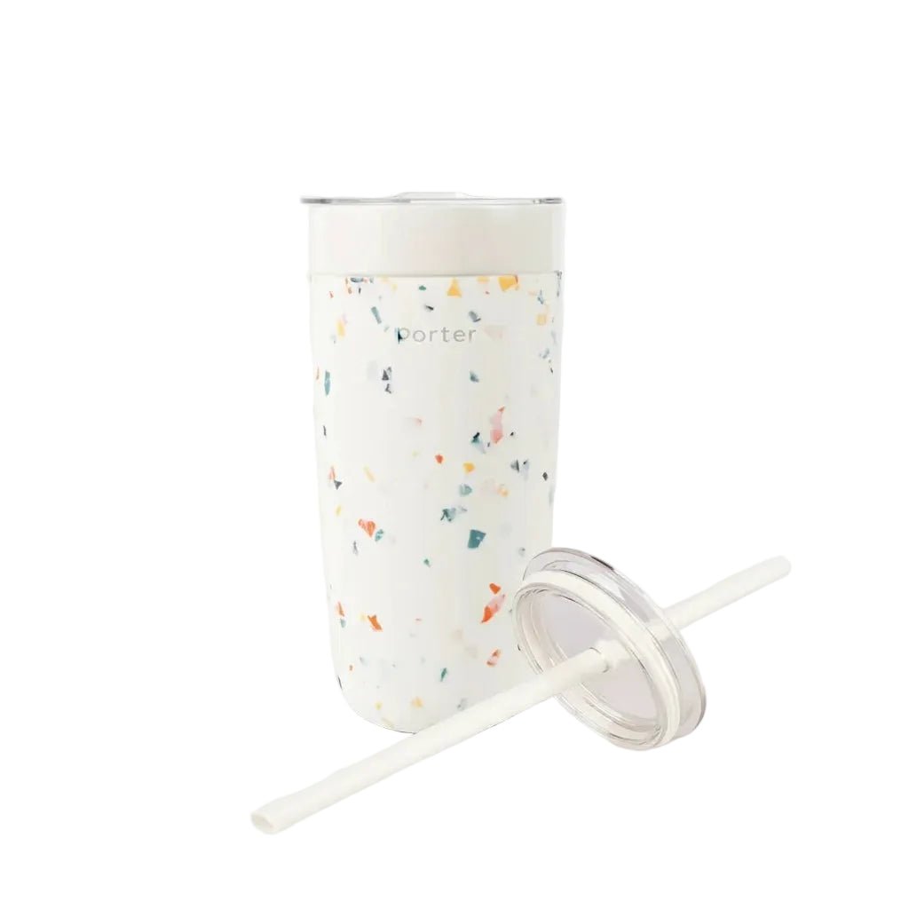 W&amp;P Stainless Steel Insulated Tumbler &amp; Straw Lid Set – Terrazzo Cream in Kuwait - Waha Lifestyle