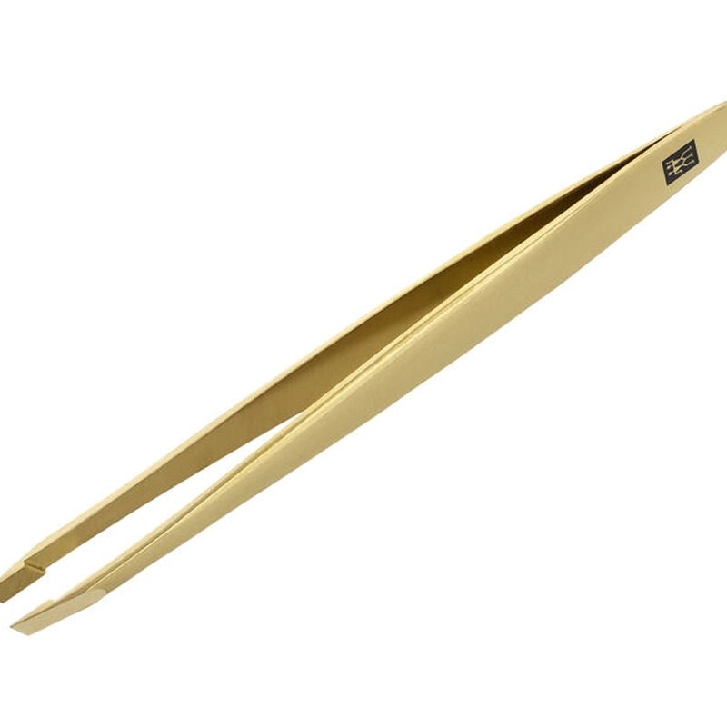 Premium Stainless Steel Twinox Slanted Tweezers – Gold Edition