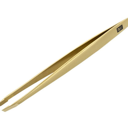 Premium Stainless Steel Twinox Slanted Tweezers – Gold Edition