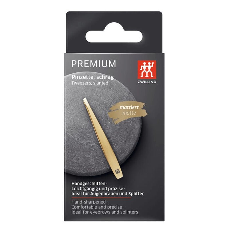 Premium Stainless Steel Twinox Slanted Tweezers – Gold Edition