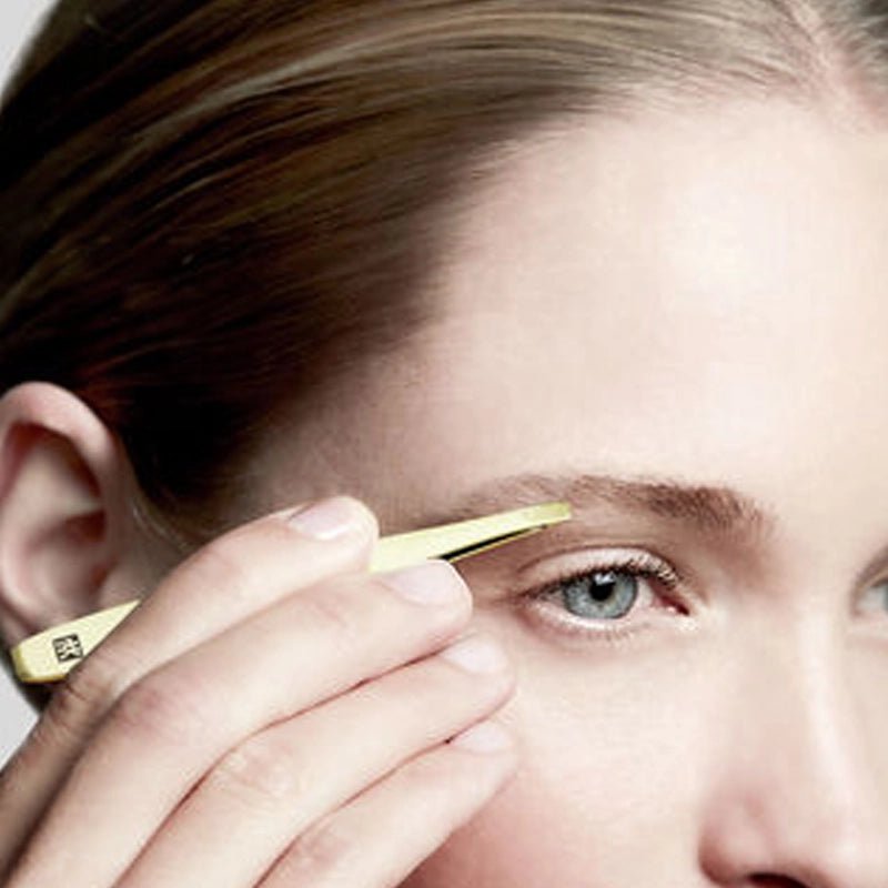 Premium Stainless Steel Twinox Slanted Tweezers – Gold Edition