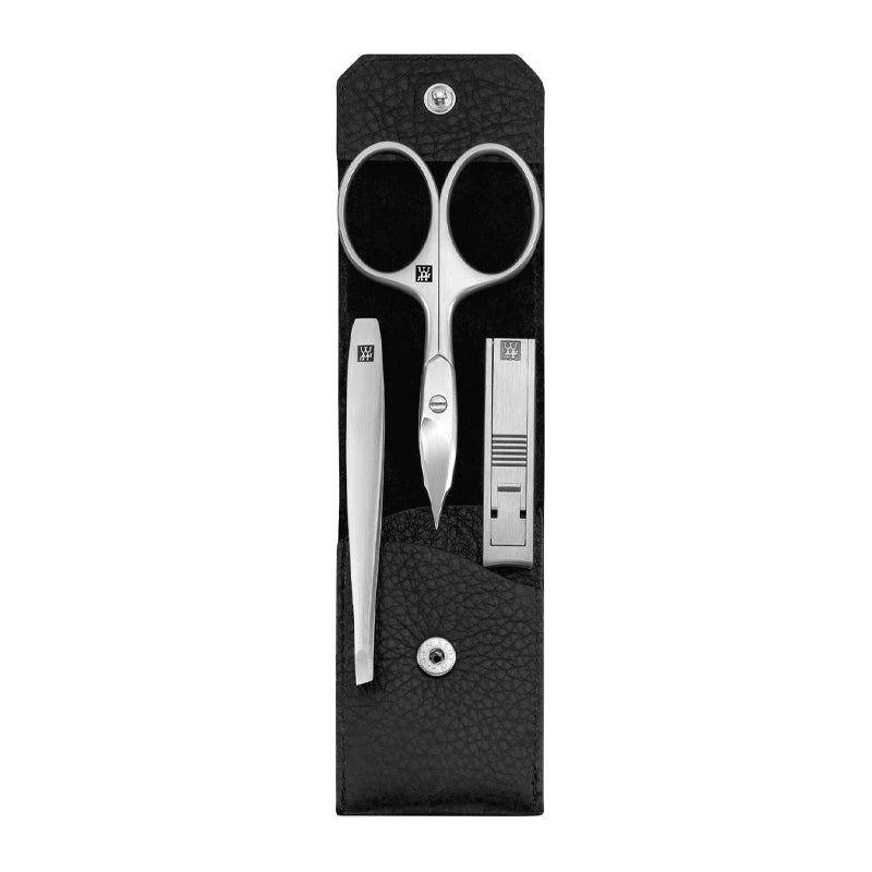 Twinox Stainless Steel Nail Care Set with Yak Leather Case - 3pcs