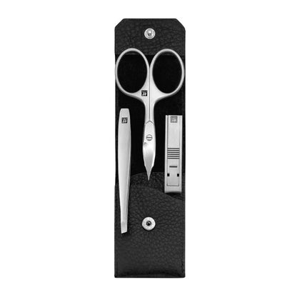Twinox Stainless Steel Nail Care Set with Yak Leather Case - 3pcs