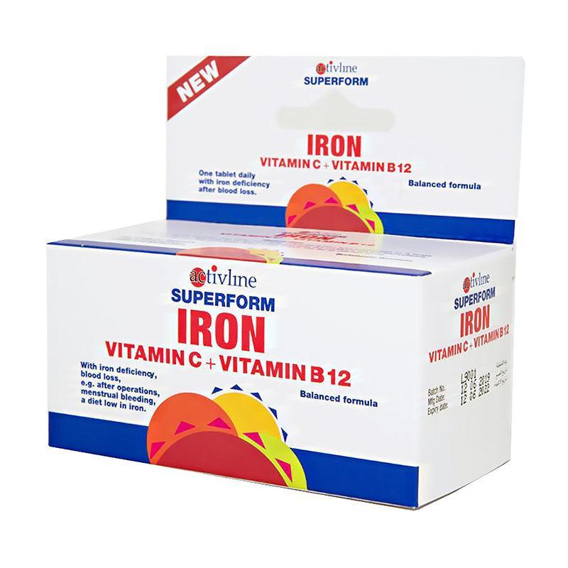 Activline Iron Vitamin C+ Vitamin B12 - 60 Tablets - WahaLifeStyle