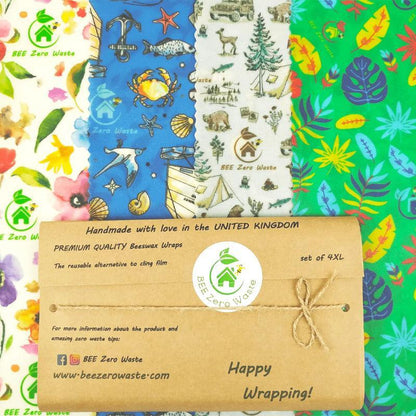 Bee Zero Waste Beeswax Wraps Set Of 4 - WahaLifeStyle