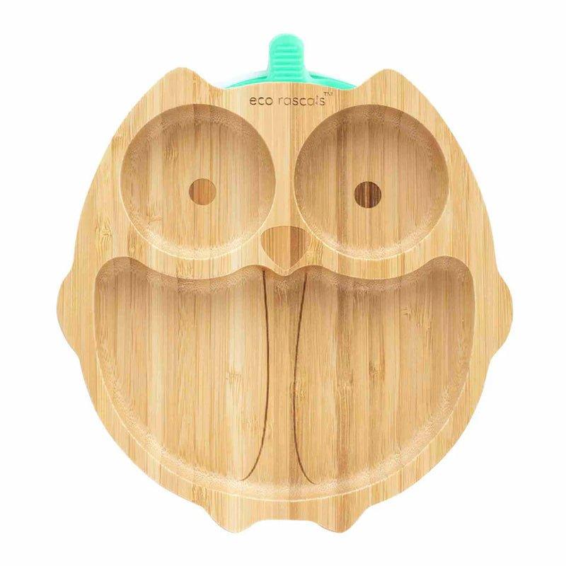 Eco Rascals Bamboo Suction Plate - Owl Shape - WahaLifeStyle