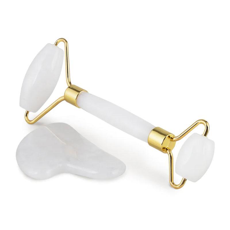 Ela Life White Jade Gua Sha &amp; Roller Set - WahaLifeStyle