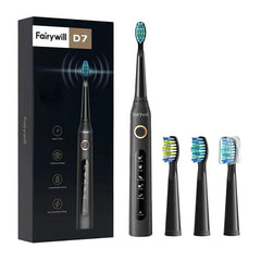 Fairywill D7 Electric Toothbrush With 4 Brush Heads - Black - WahaLifeStyle