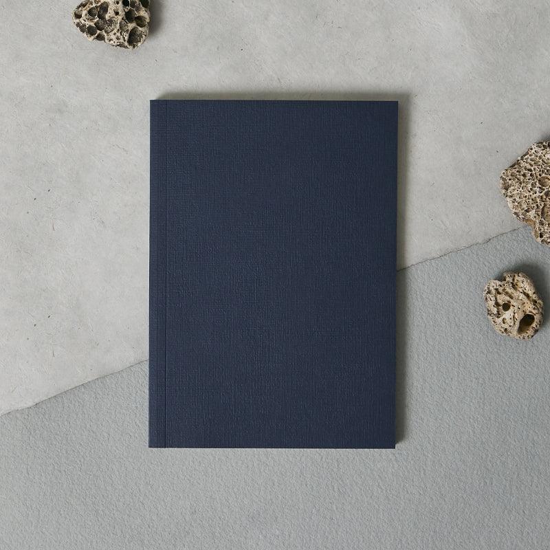 Matere Layflat Embossed A5 Notebook - Navy Linen - WahaLifeStyle