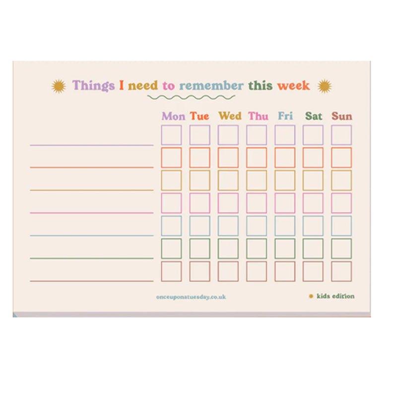 Once Upon A Tuesday Things I Need To Remember Kids Weekly Planner - A5 - Waha Lifestyle