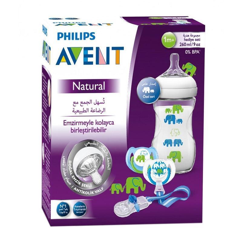 Philips Avent Natural Feeding Bottle &amp; Soother Blue/White Set - WahaLifeStyle