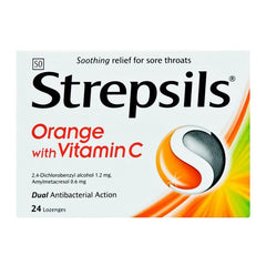 Strepsils Orange With Vitamin C - 24 pcs - WahaLifeStyle