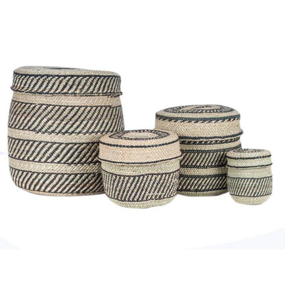 The Basket Room Nyumba Lidded Storage Basket - Black &amp; Natural - WahaLifeStyle