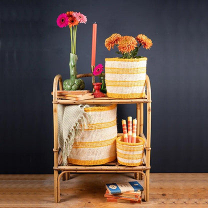 The Basket Room Sifa Woven Storage Basket - Orange Stripe - WahaLifeStyle