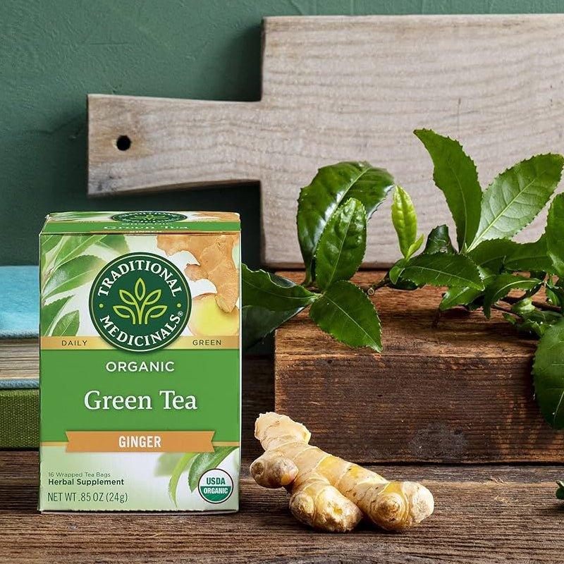 Traditional Medicinals Organic Green Tea Ginger Tea - 16Bags - WahaLifeStyle