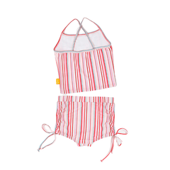 Tyoub Frill Top And Tie Bikini Bottom Swimsuit For Kids - Gelato Stripe - Waha Lifestyle